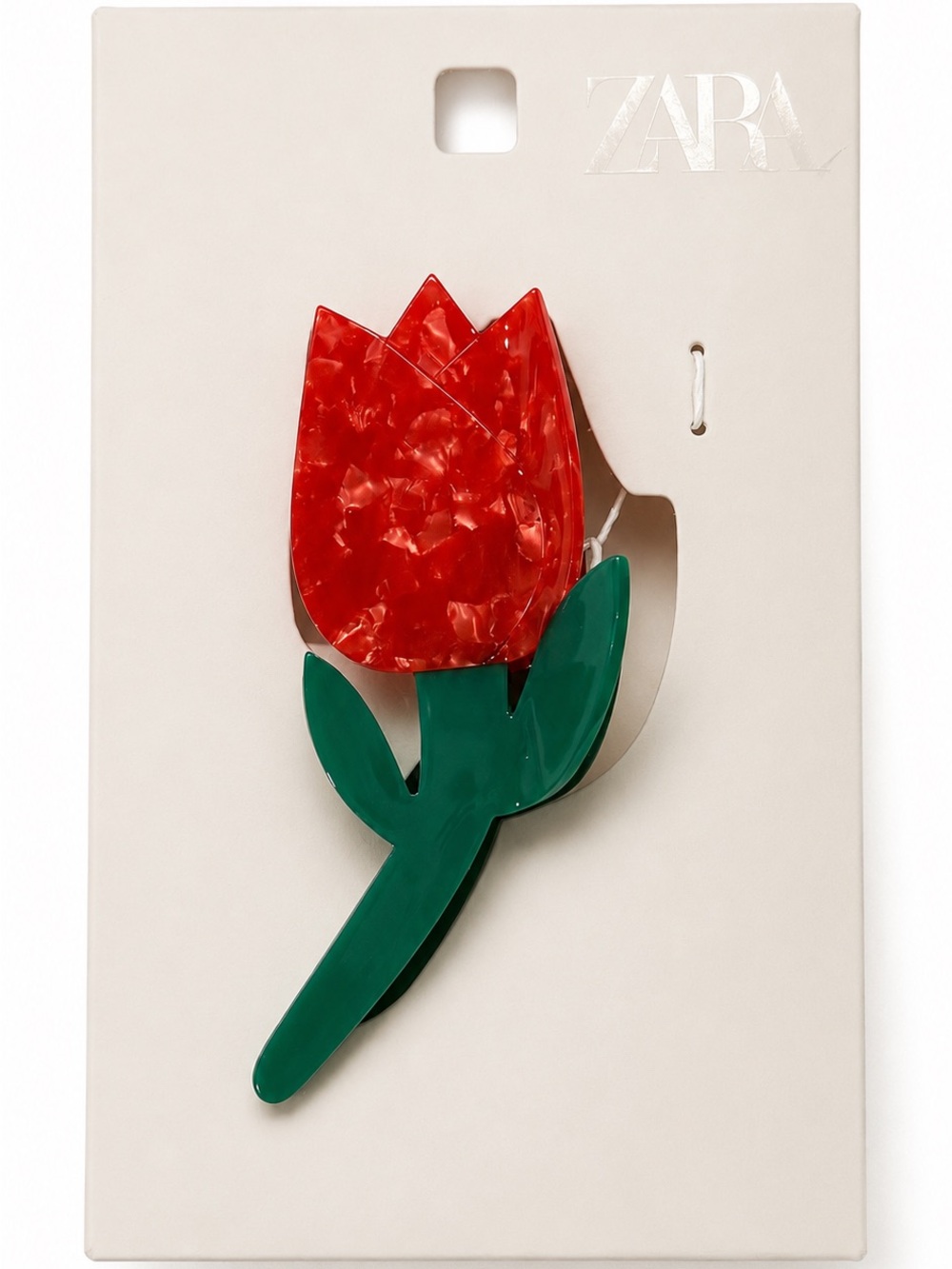 Zara Red Tulip Acrylic Hair Claw Clip NWT